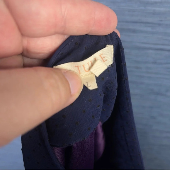 TULLE Blue Polka‎ Dot Skirt Sash Knee Length Sz Large Tie - Picture 7 of 9